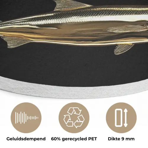 Vissen - Goud - Zwart Akoestische PET Vilt - Rond klein -closeup_NL
