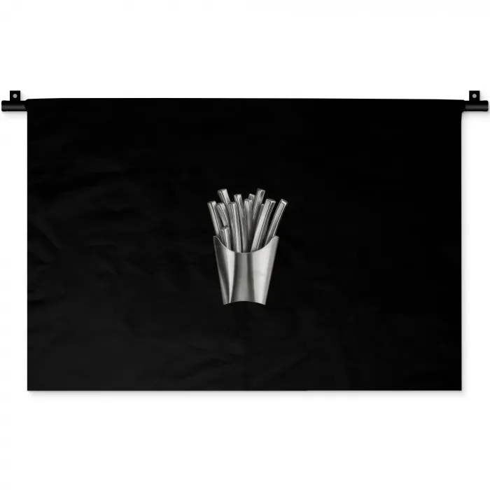 Frietjes - Futuristisch - Zilver Wandkleed katoen klein -zz3d