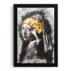 Meisje met de parel - Johannes Vermeer - Krant - Goud fotolijst zwart zonder passe partout klein -3d