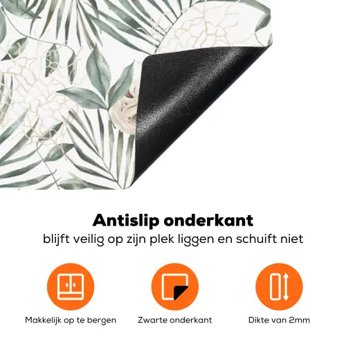 Bohemian - Bladeren - Bloemen - Tropisch Inductie beschermer vinyl 3mm groot -zzzzzzz-td-onderkant