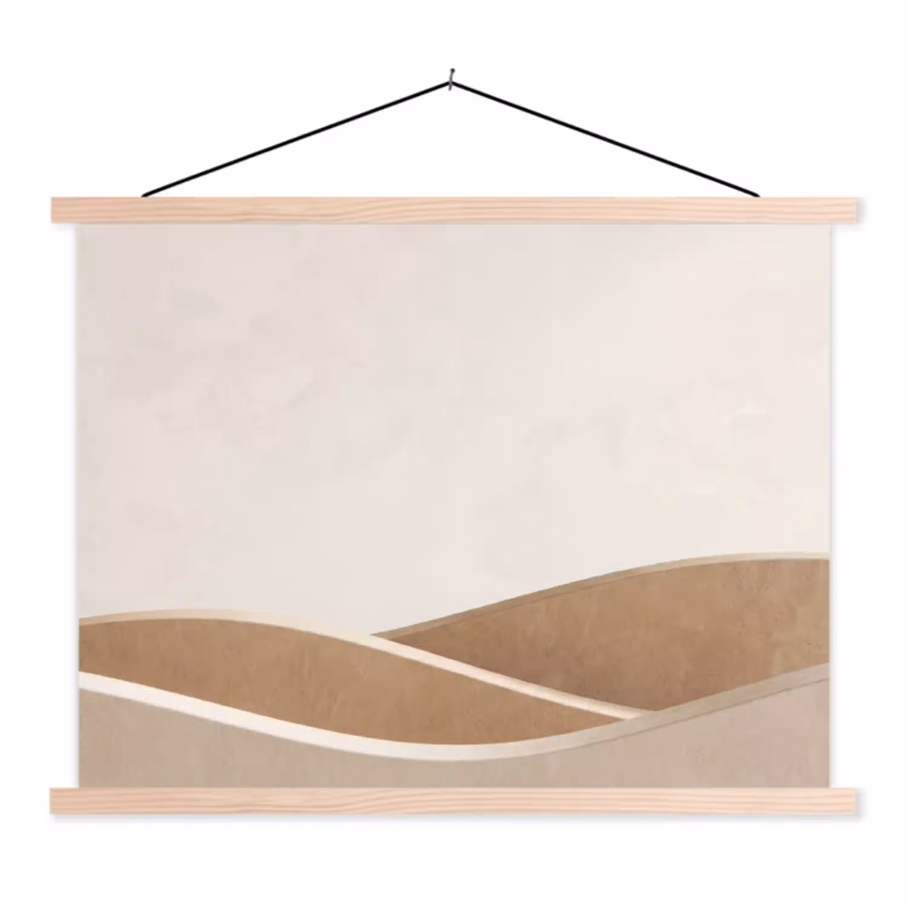 Abstract - Golven - Modern - Beige textielposter latten blank klein -3d