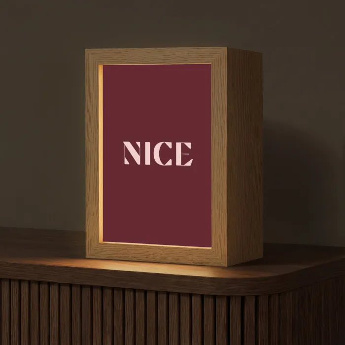 Nice - Bordeaux - Roze Light Box met kabel (Tafellamp) klein -z3d_website