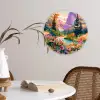 Rivier - Vallei vol bloemen - Levendig Wandcirkel kunststof plaat 5mm dik klein -sfeer4