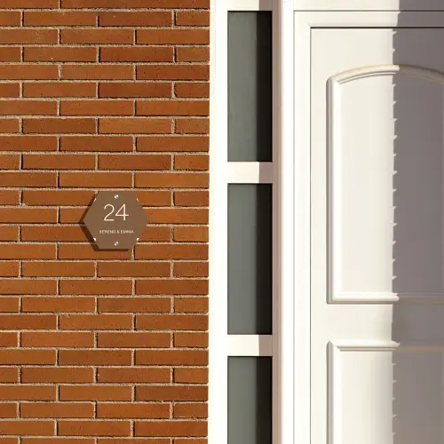 Weiße Herzchen in den Ecken - Klassisch Naambord Hexagon klein -sfeer3-hexagon-XS