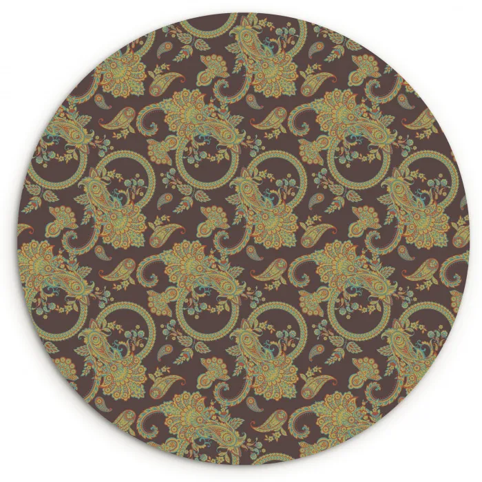 Bruin - Groen - Bloemen Wandcirkel kunststof plaat 5mm dik klein 188 -3d