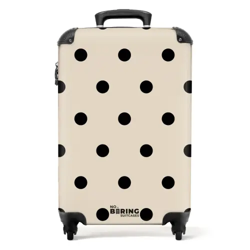 Beige achtergrond met zwarte stippen NBS - Handbagage koffer - Unisex middel -productfoto_recht
