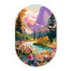 Rivier - Vallei vol bloemen - Levendig Wandcirkel Ovaal Forex klein -3d