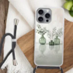Vazen - Bladeren - Groen Hoesje iPhone 16 Pro Max met koord klein -sfeer4