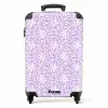 Bloemen en bladeren op paarse achtergrond NBS - Handbagage koffer - Volwassenen Unisex middel -productfoto_recht