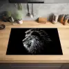 Zwart Wit - Leeuw - Kop - Dieren Inductie beschermer vinyl 3mm klein -sfeer5