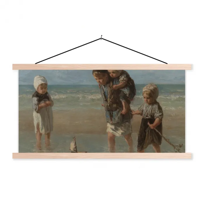 Kinderen der zee - Schilderij van Jozef Israëls textielposter latten blank klein -3d