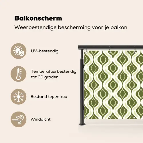 Patroon - Retro - Groen Balkonbeschermer Duitsland klein 596 -specs_NL