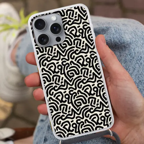 Modern - Abstract - Zwart Hoesje iPhone 16 Pro Max met koord klein 804 -sfeer3