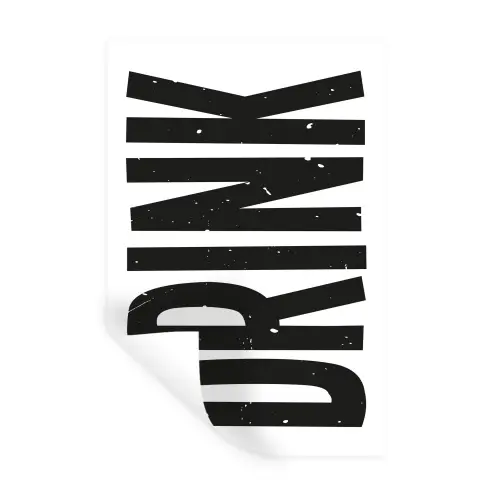 Drink - Zwart - Wit - Decoratie Muursticker klein -3d