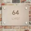 Beige reliëf lijnen - Modern Naambord Rechthoek middel -sfeer3