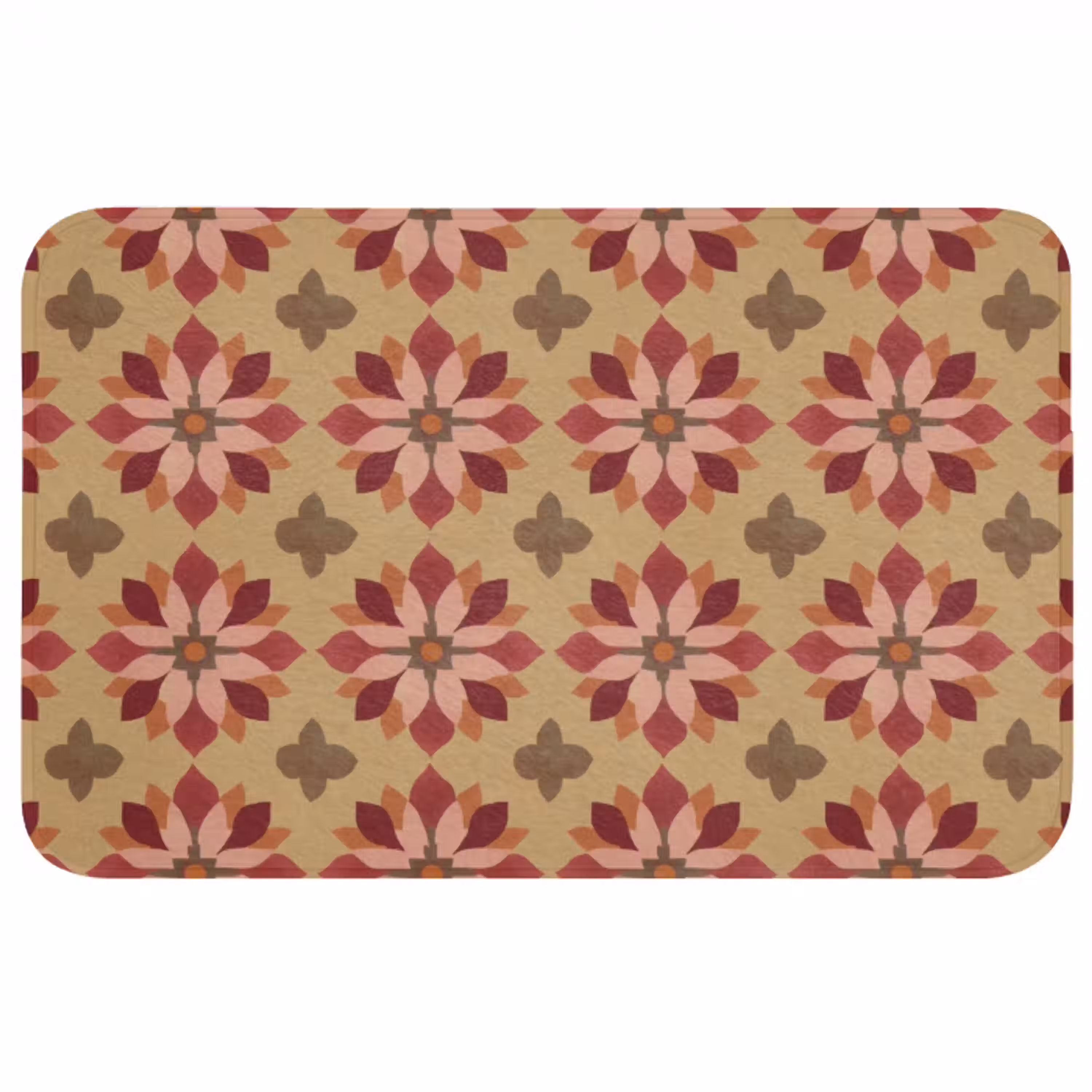 Bloemen - Retro - Groen Badmat middel 997 -3d