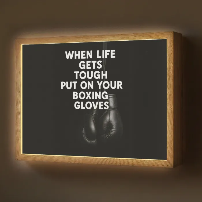 Tekst - Bokshandschoenen - Wit Light Box met batterij (Wandlamp) middel -z3d_website