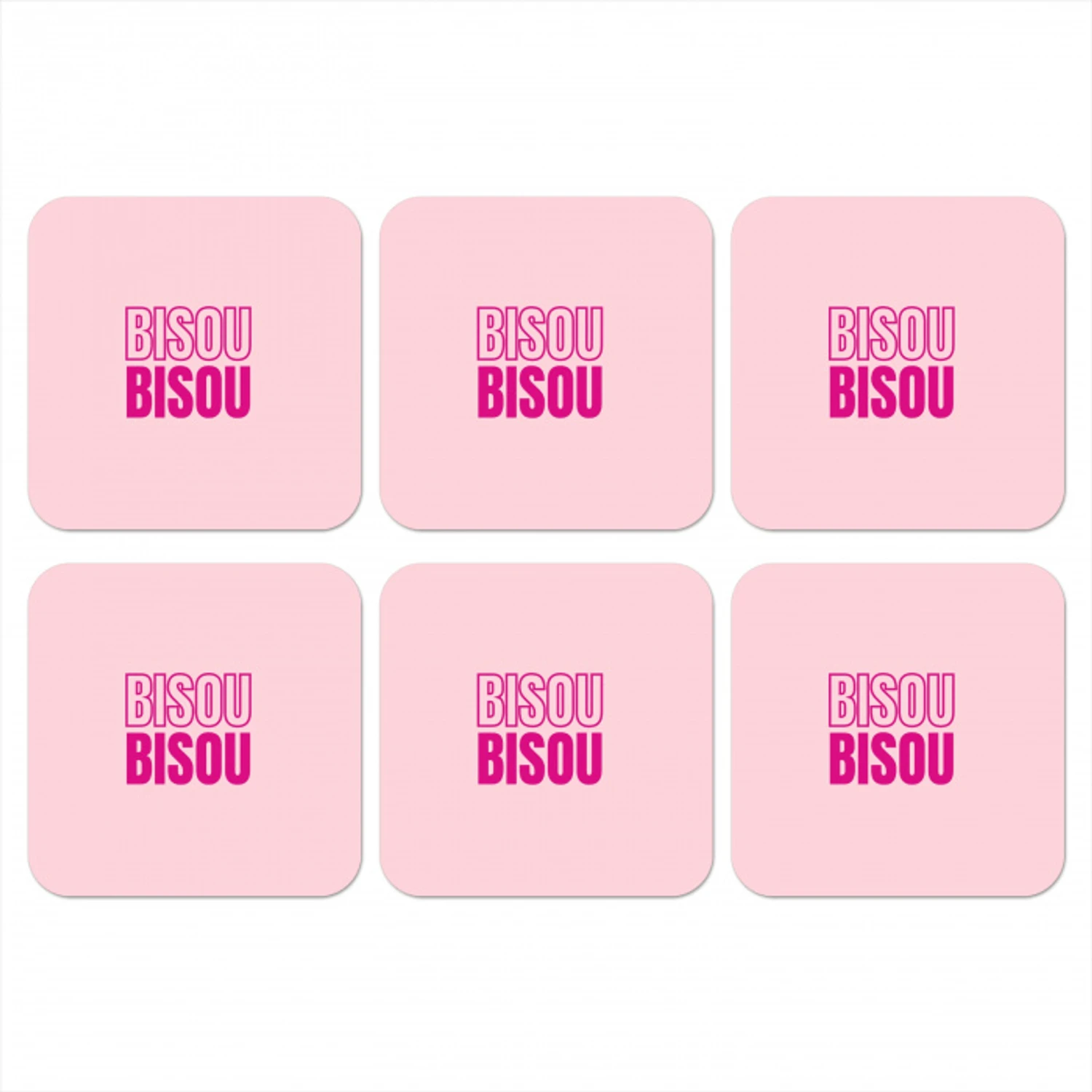 Bisou - Roze - Minimalistisch onderzetter kurk middel -3d