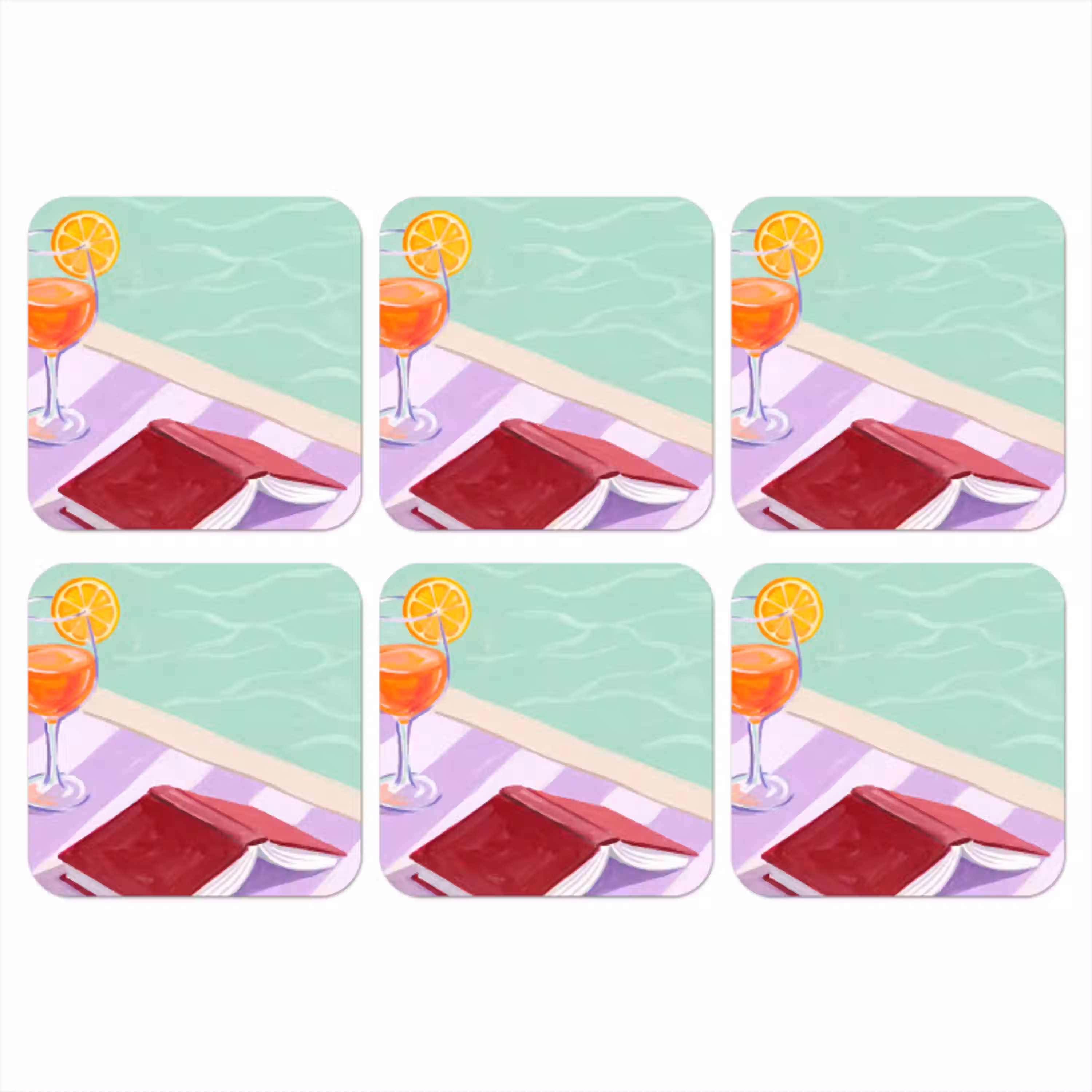 Cocktail - Zwembad - Zomer onderzetter kurk middel -3d