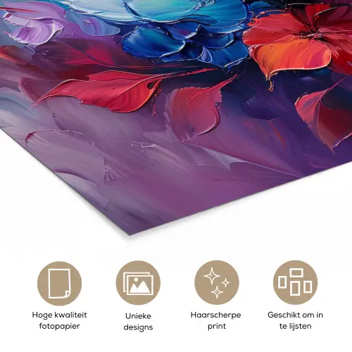 Bloemen - Roze - Watercolor - Kunst poster papier klein -closeup_NL