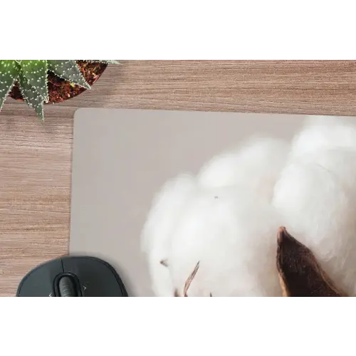 Katoenbol - Minimalistisch - Wit muismat rubber klein -closeup
