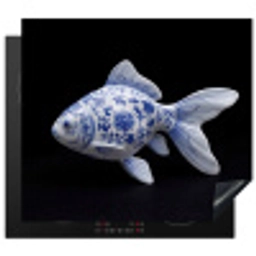 Porselein - Goudvis - Delfts - Blauw Inductie beschermer vinyl 3mm middel -3d