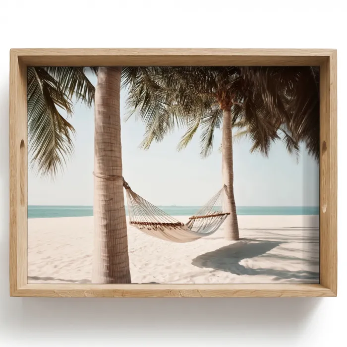 Hangmat - Palmbomen - Strand - Zee Dienblad Rechthoek middel -z3d_shopping