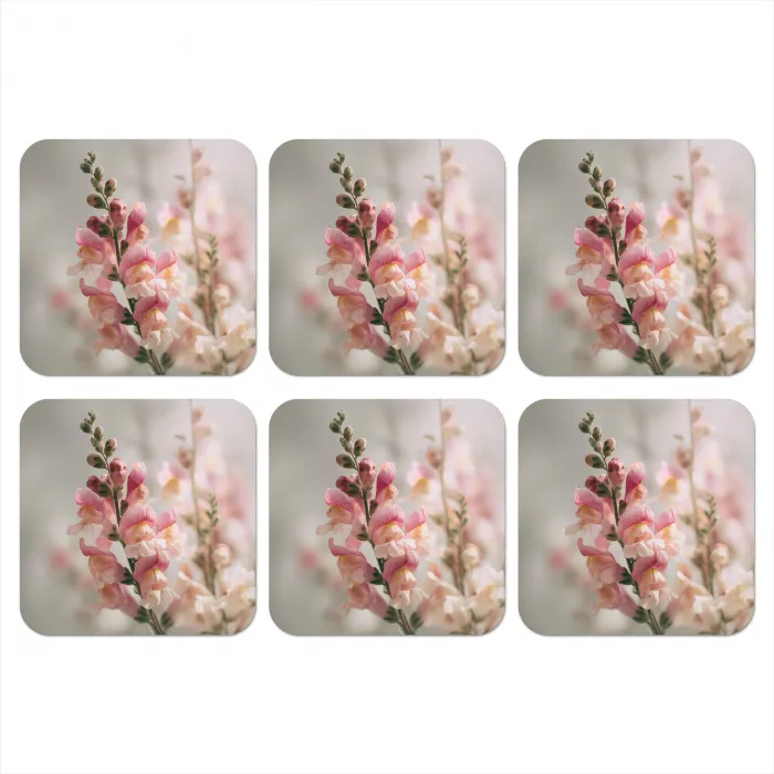 Bloem - Leeuwenbek - Roze - Stengel onderzetter kurk middel -3d