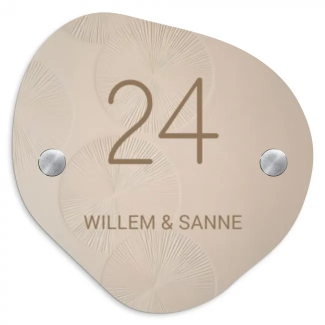 Beige reliëf lijnen - Klassiek Naambord Organisch klein -3d