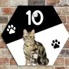 Zwart wit - Huisdier - Bruingestreepte kat Naambord Hexagon klein -sfeer2
