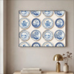 Borden - Bomen - Planten - Blauw Textielframe zwart klein 947 -sfeer2