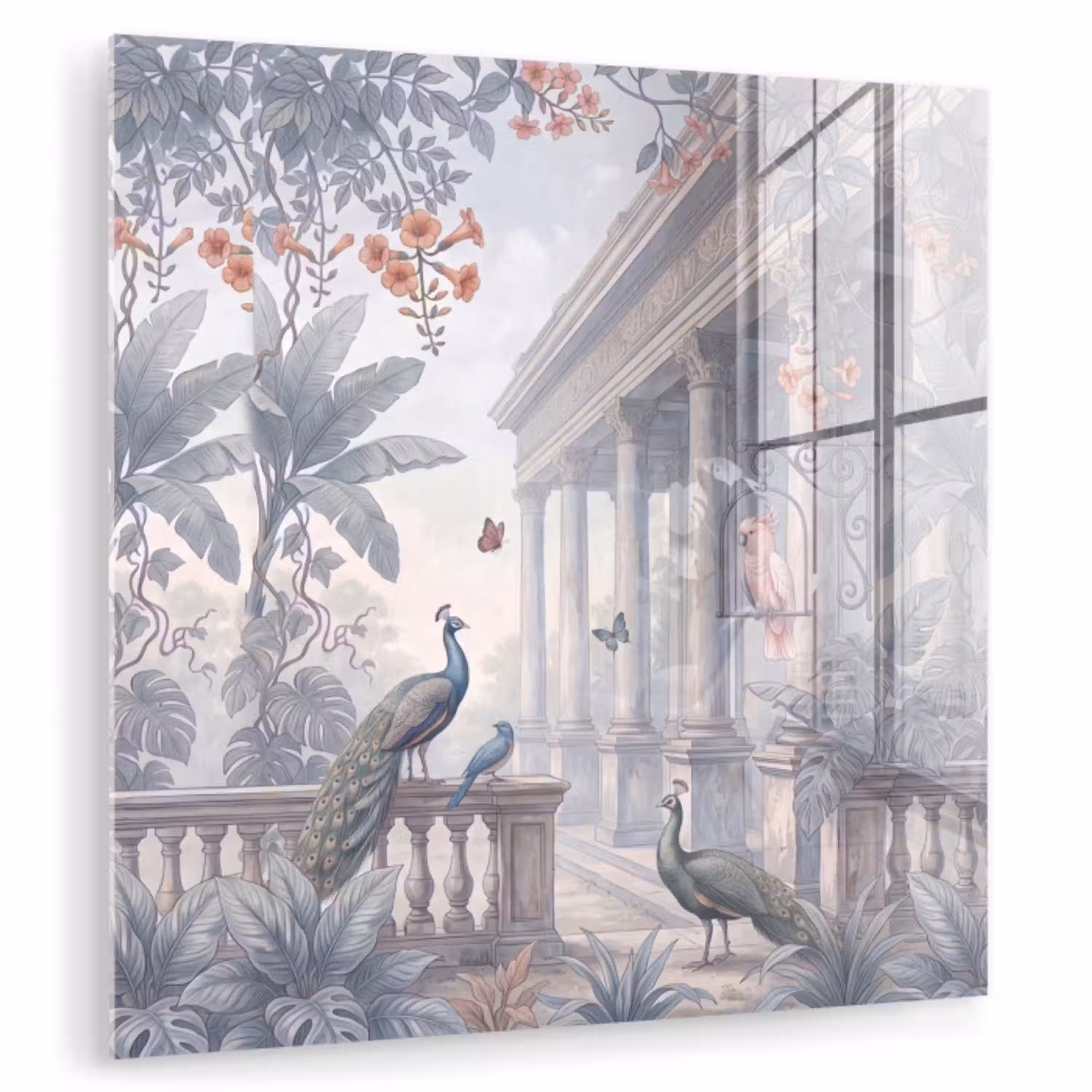 Vogel - Pauw - Architectuur - Klassiek - Groen plexiglas 5mm klein -zzzproduct_nieuw