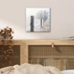 Hek - Sneeuw - Mist - Platteland - Nostalgisch aluminium wit klein -sfeer3