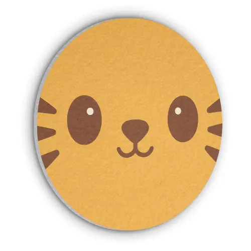 Kat - Simplistisch - Oranje - Vrolijk Akoestische PET Vilt - Rond klein -3d