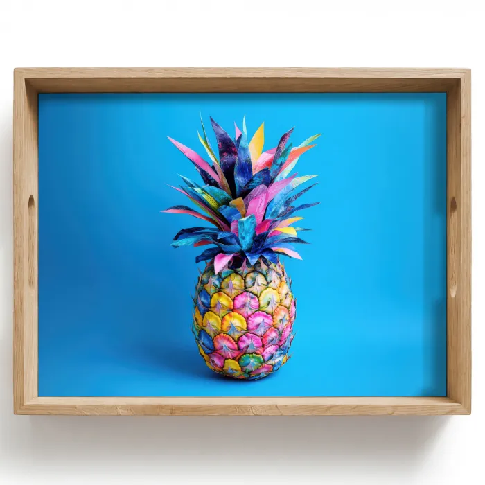 Ananas - Blauw - Tropisch - Vrolijk Dienblad Rechthoek middel -z3d_shopping