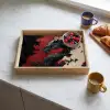 Zwarte draak - Rookwolken - Rood Dienblad Rechthoek middel -sfeer2