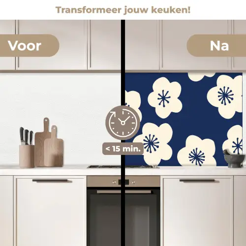 Sakura - Wit - Patroon - Japan keuken achterwand 2 middel 871 -voor-na2_NL