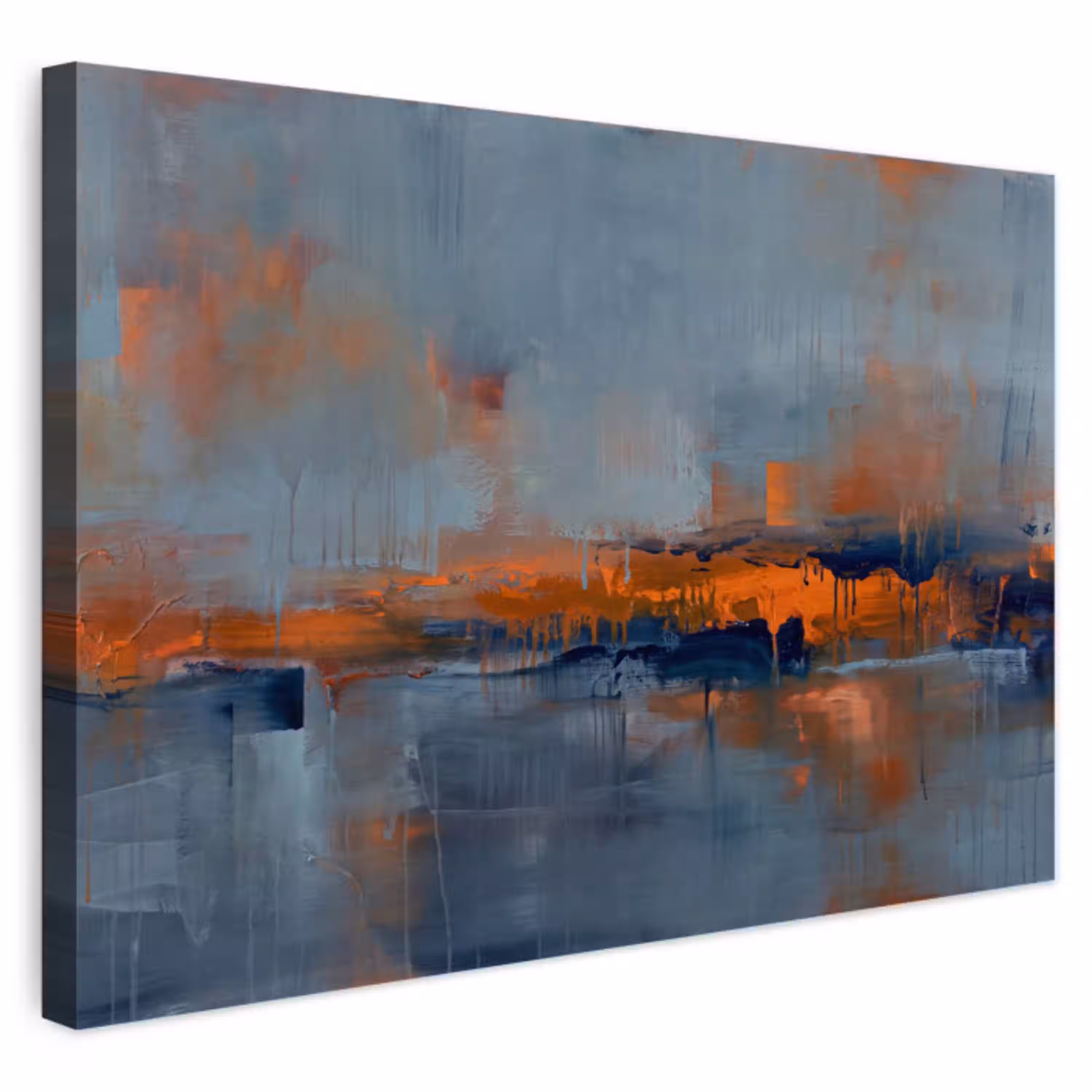 Abstract - Kleuren - Modern - Oranje - Grijs Tuinposter op houten frame 2 cm dik klein -3d