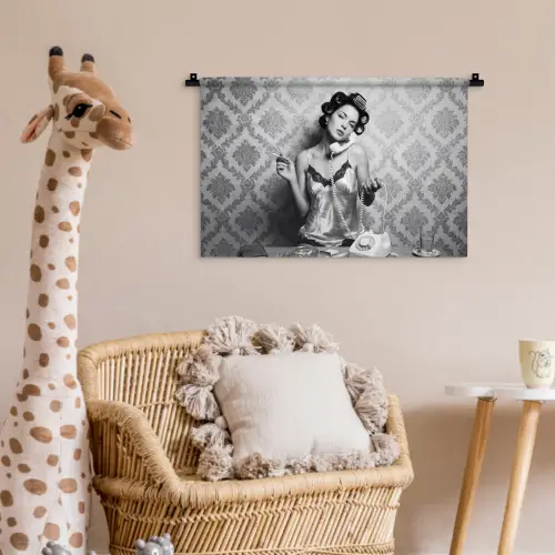 Chic - Vrouw - Zwart - Wit Wandkleed katoen klein -wsfeer5_kind