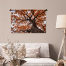 Boom - Bladerdak - Herfst - Oranje - Sfeervol Wandkleed katoen middel -sfeer4