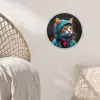 Graffiti - Kat - Zwart - Jas Wandcirkel kunststof plaat 5mm dik klein -sfeer5
