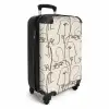 Gezichten in bruine lijn op beige achtergrond NBS - Handbagage koffer - Kinderen Unisex middel -productfoto_3d