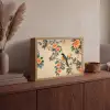Vogel - Tak - Bloemen - Oranje Light Box met batterij (Wandlamp) middel -sfeer2