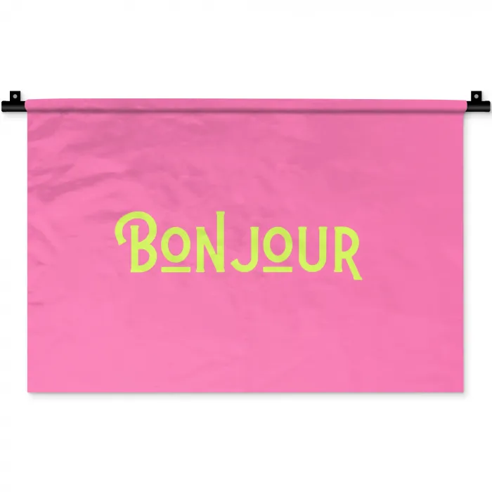 Roze - Groene Bonjour - art-deco Wandkleed katoen klein -zz3d