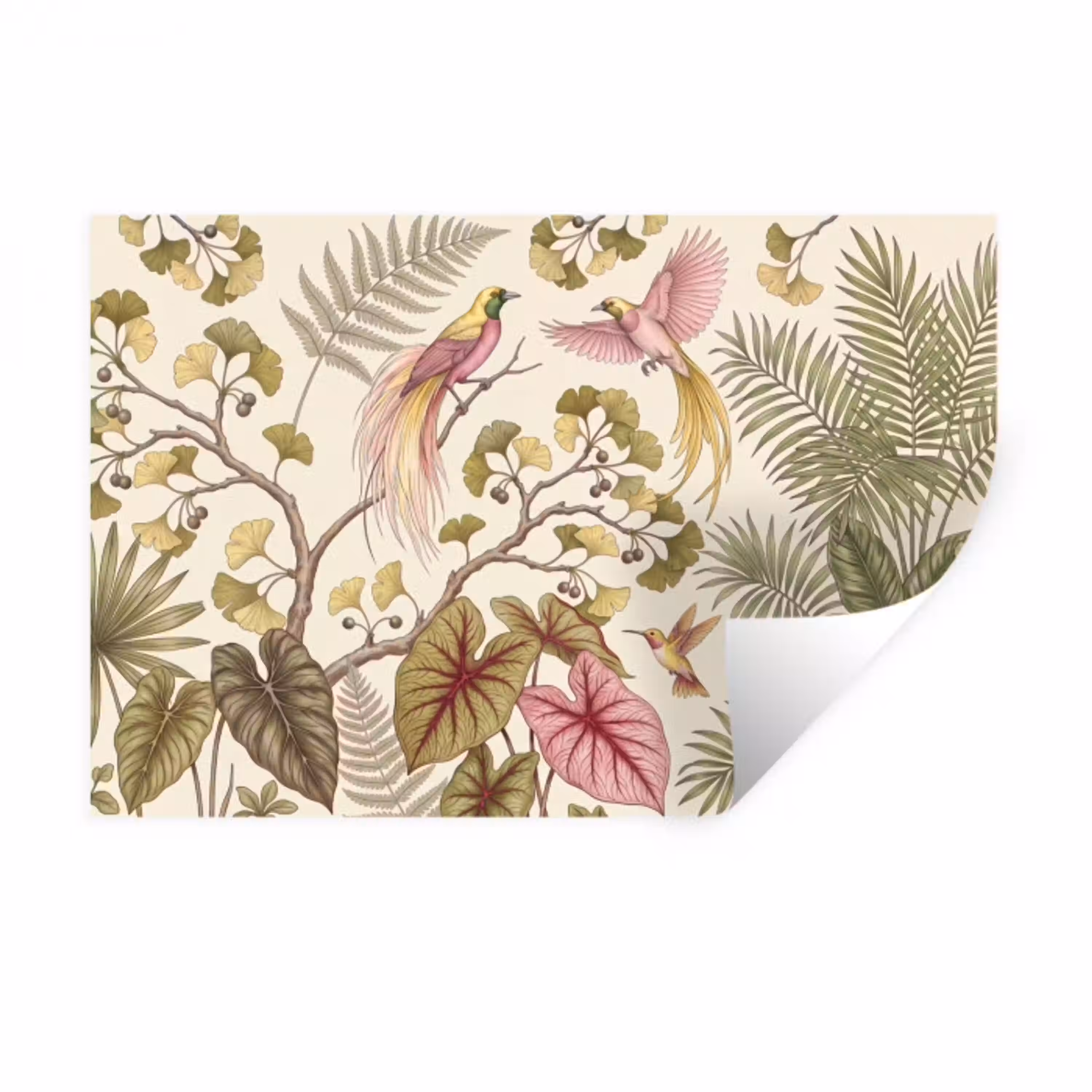 Vogels - Tropisch - Botanisch - Roze Muursticker klein -3d