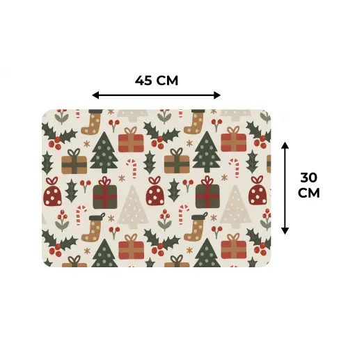 Illustratie - Kerstfiguren - Beige Placemat vinyl groot 368 -specs