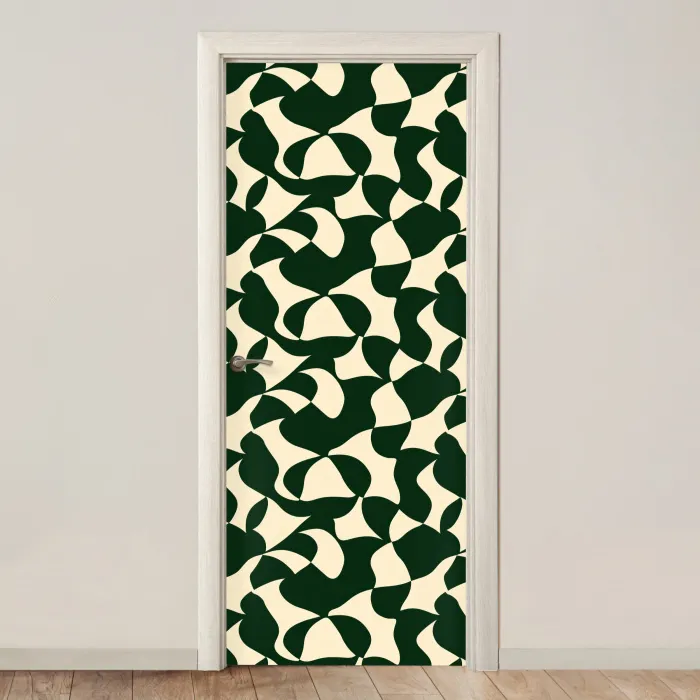 Groen - Organische vlakken - Crème deurposter klein 289 -3d_beige