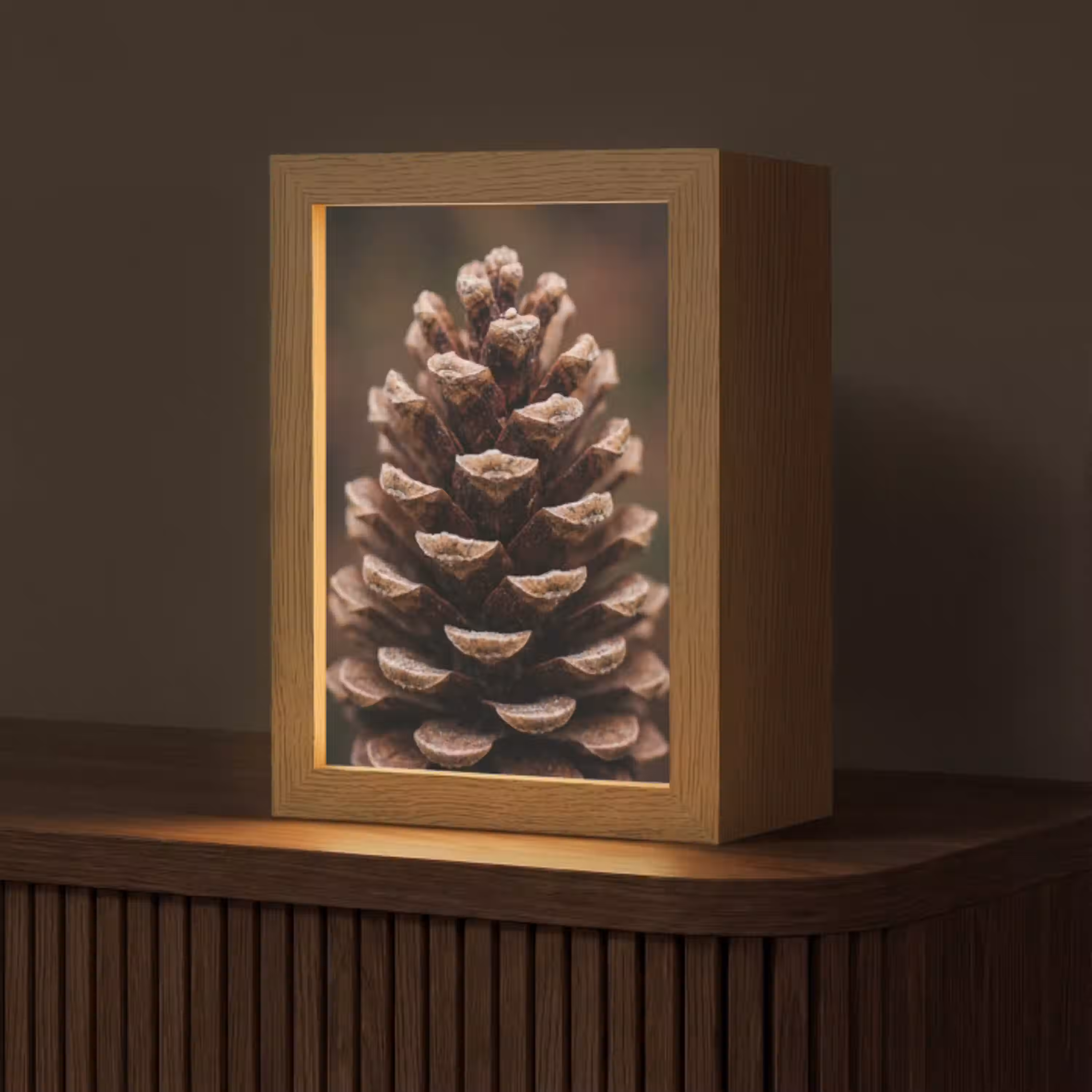 Dennenappel - Bos - Herfst - Bruin - Sfeervol Light Box met kabel (Tafellamp) klein -z3d_website