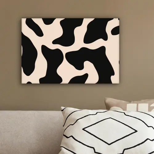Vlekkenpatroon - Koe - Beige canvas 2cm klein -sfeer3