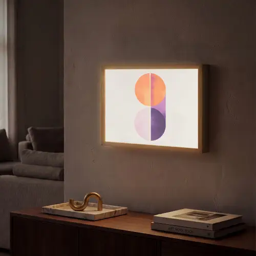 Cirkels - Abstract - Paars Light Box met batterij (Wandlamp) middel -sfeer1